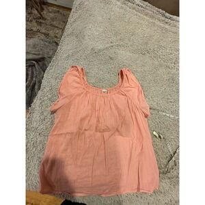 Gap Blouse Womens Large Peach Excellent Scoop Neck Short Sleeve Cotton Rayon